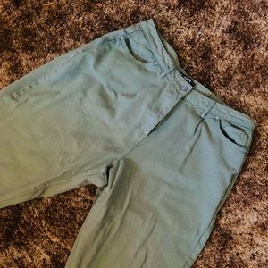 High Rise Cropped Khaki Jeans